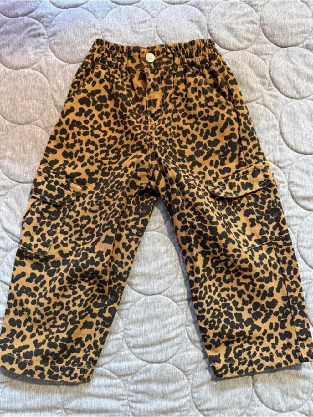 Zara Kids Leopard Print Cargo Jeans - Brown and Black